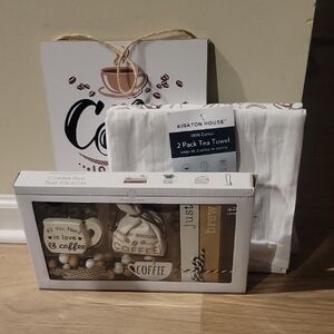 Coffee Themed Tea Towels, Sign, & Trinkets Decor